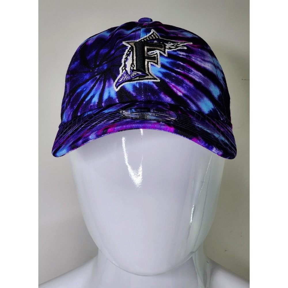 Florida Marlins New Era Casual Classics Black Purple Tie Dye Adjustable Hat